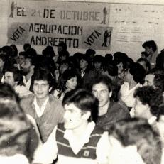 Asamblea general para elección de decano de la FCEQyN de la UNaM, 1986.