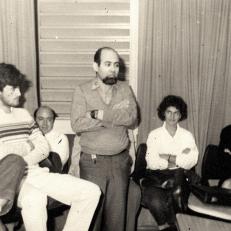 Reunión de consejo académico en el marco de elecciones a decano para la FCE-UNaM, 1986