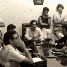 Reunión de consejo académico en el marco de elecciones a decano para la FCE-UNaM, 1986