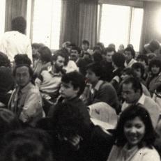 Reunión de consejo académico en el marco de elecciones a decano para la FCE-UNaM, 1986