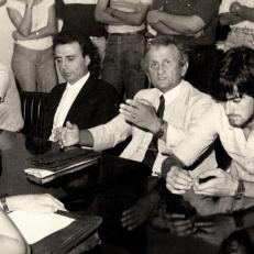 Reunión de consejo académico en el marco de elecciones a decano FCE-UNaM, 1986