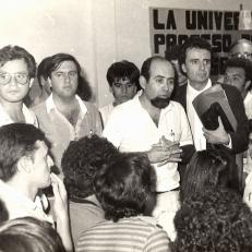 Reunión de consejo académico en el marco de elecciones a decano para la FCE-UNaM, 1986