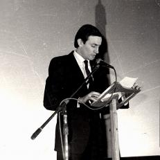 Asunción del Rector de la UNaM, Lic. Alberto Safrán,  28 de Mayo 1986.