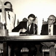 Asunción del Rector de la UNaM, Lic. Alberto Safrán,1986.