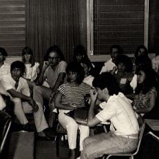 Reunión de consejo académico en el marco de elecciones a decano para la FCE-UNaM, 1986