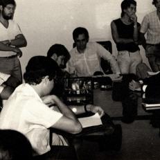 Reunión de consejo académico en el marco de elecciones a decano para la FCE-UNaM, 1986