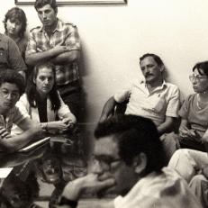 Reunión de consejo académico en el marco de elecciones a decano para la FCE-UNaM, 1986